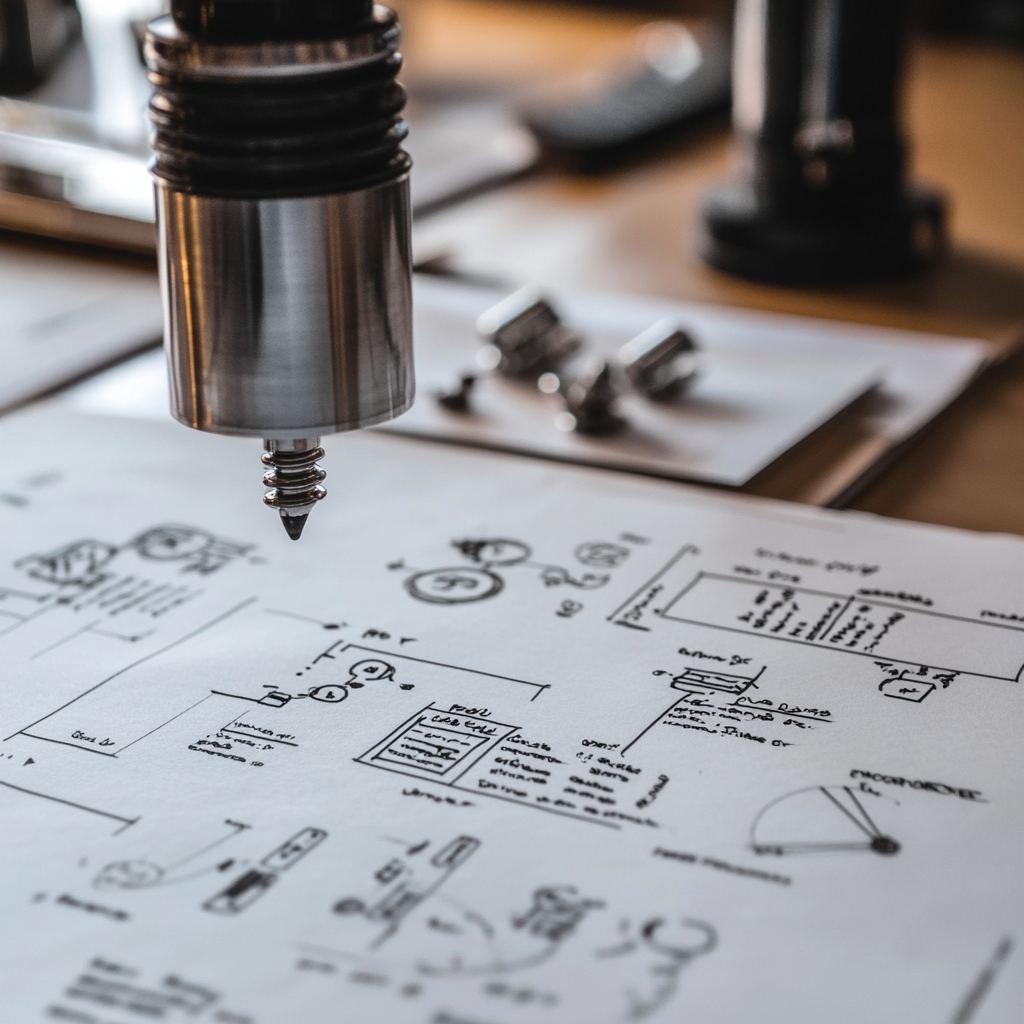 A close-up of a detailed patent document on a desk, with annotations and highlighted sections explaining various parts of the patent.