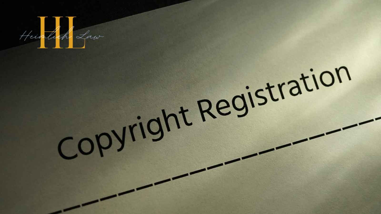 A close-up of legal documents marked with a "Copyright Registration" label.